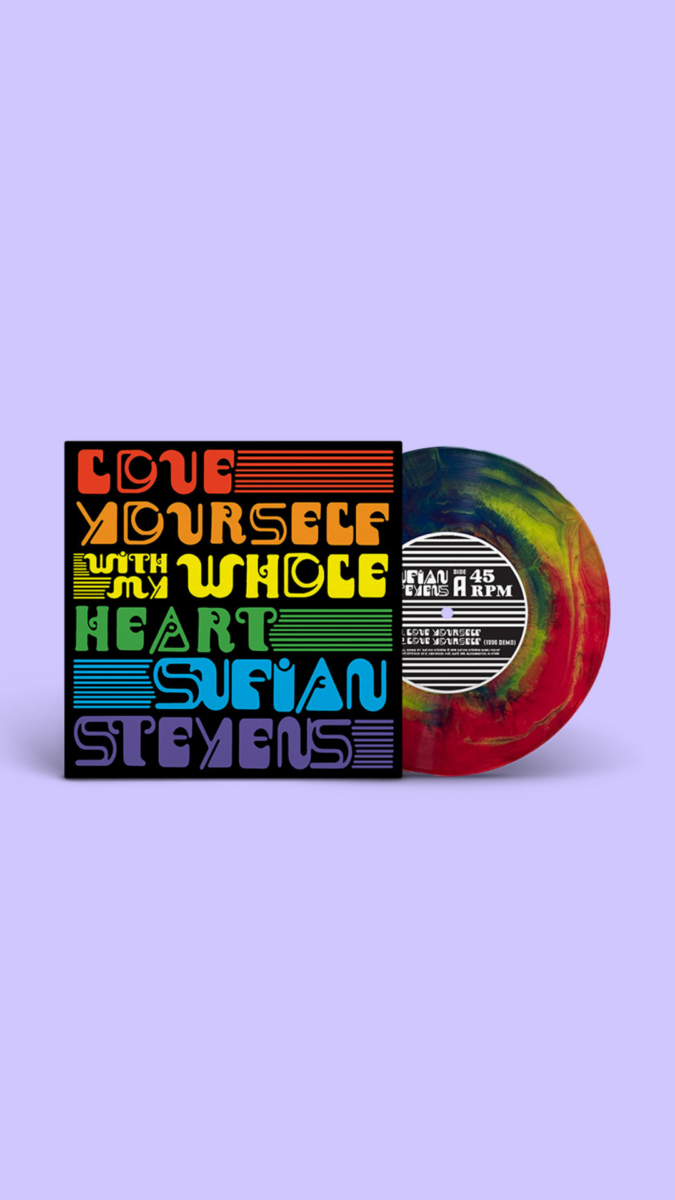 🏳️‍🌈 Sufjan Stevens Reissues “Love Yourself” and “With My Whole Heart” for Pride, on one-of-a-kind hand poured Rainbow Swirl 7” Vinyl